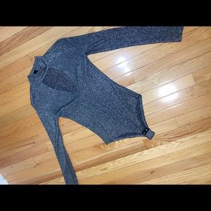 Silver Glitter Peek a Boo Bodysuit